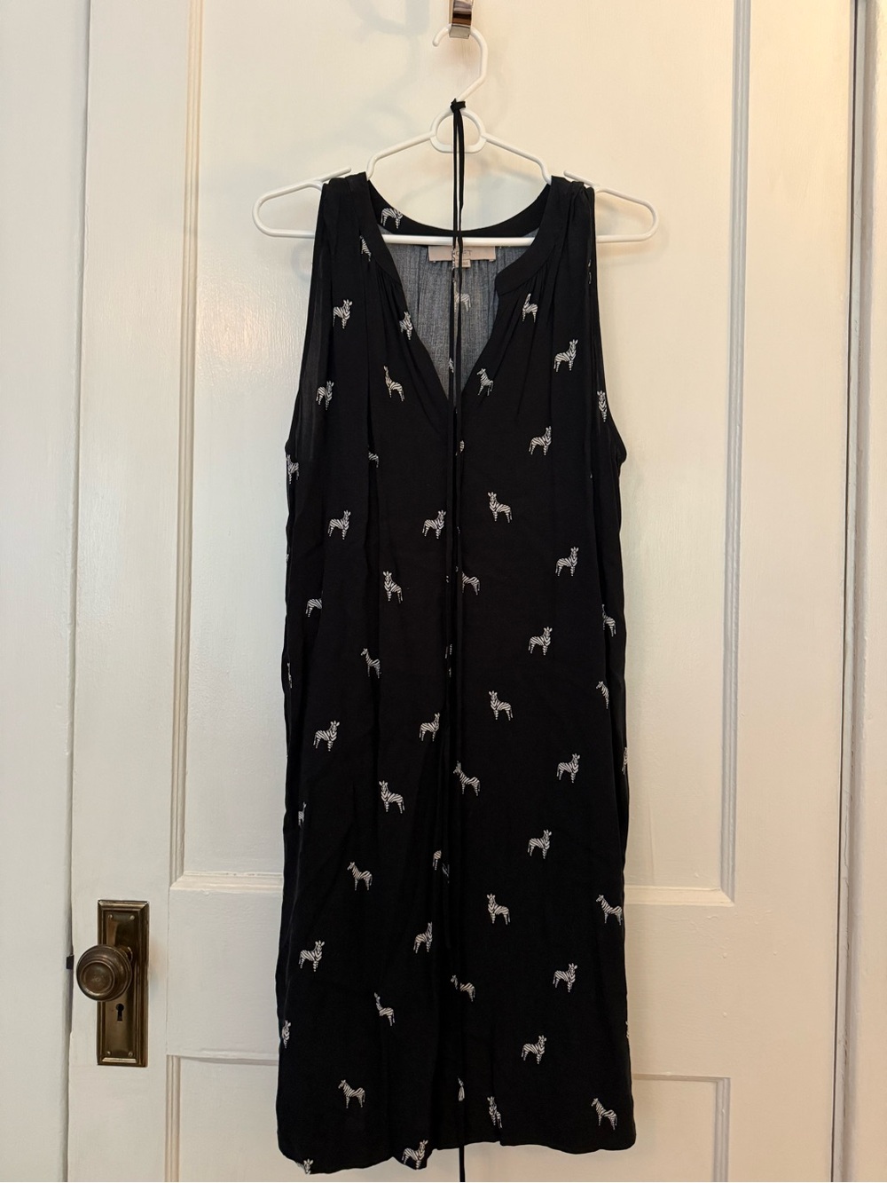 LOFT Sleeveless Black Zebra Print Shift Dress